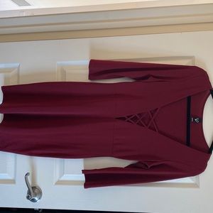 Windsor burgundy deep v neck dress